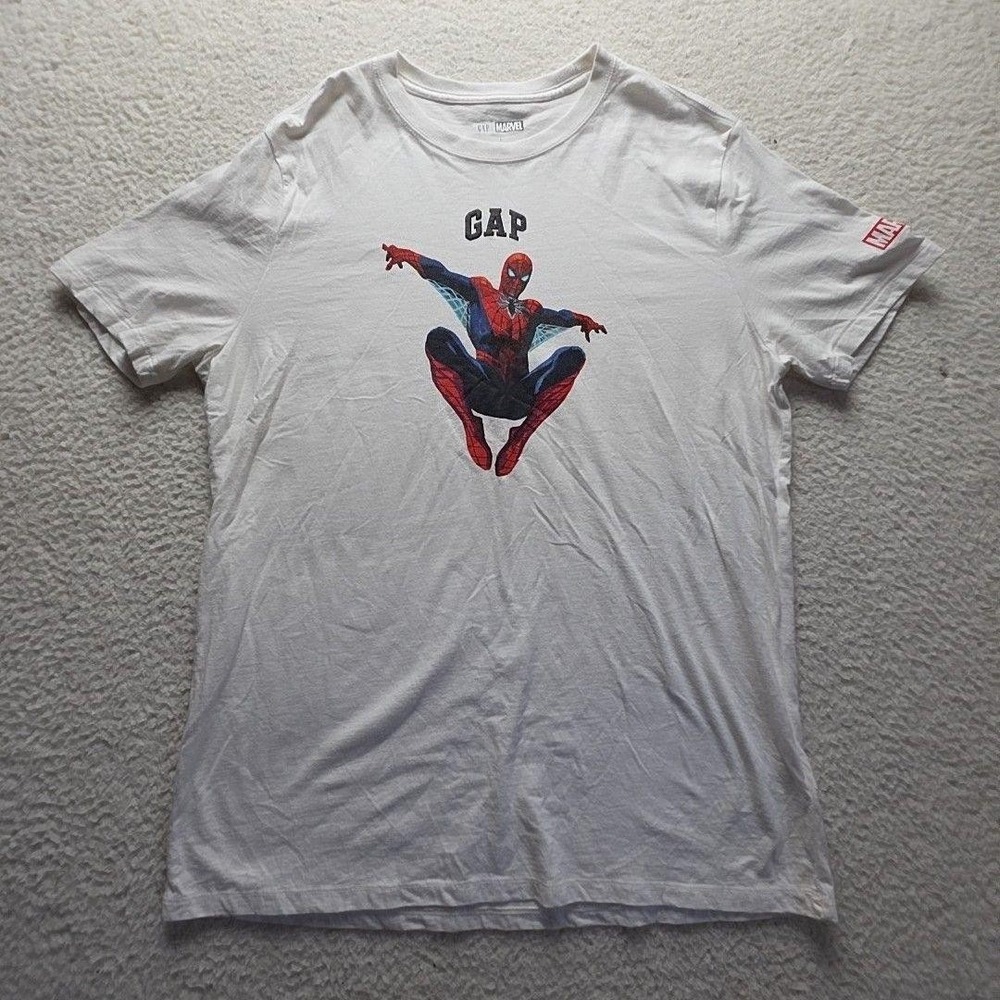 Gap Shirt Mens Large White Spider-Man Marvel Graphic Tee Tagless Jersey